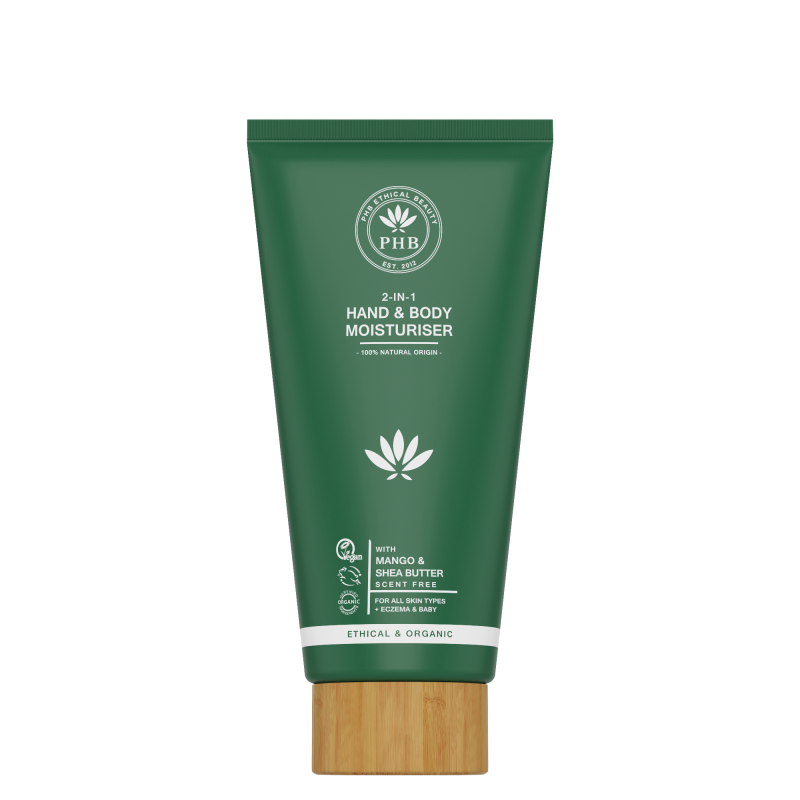 PHB Ethical Beauty 2 in 1 Hand and Body Moisturiser. Vegan, Cruelty Free, Eco-Friendly and Organic Hand and Body Moisturiser. Suitable for all Skin Types.