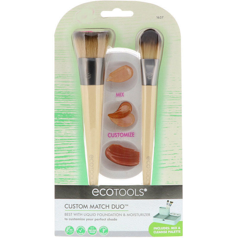 Eco Tools Custom Match Duo Makeup Brush Set. Vegan, Cruelty Free and Eco-Friendly Makeup Brush Set.
