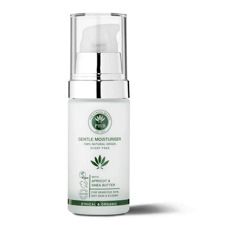 PHB Ethical Beauty Gentle Moisturiser. Vegan, Cruelty Free, Eco-Friendly and Organic Facial Moisturiser. Suitable for Sensitive and Dry Skin Types.