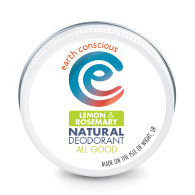 Earth Conscious Lemon and Rosemary Natural Deodorant Tin. Vegan, Cruelty Free and Eco-Friendly Deodorant Tin.