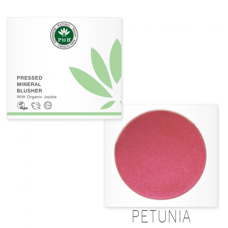 PHB Ethical Beauty Blusher available in 7 shades. Vegan, Cruelty Free, Eco-Friendly and Organic Blusher in Shade Petunia