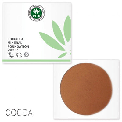 PHB Ethical Beauty Pressed Mineral Foundation. Vegan, Cruelty Free, Eco-Friendly and Organic Pressed Mineral Foundation in shade Cocoa.
