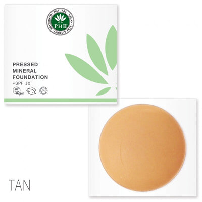 PHB Ethical Beauty Pressed Mineral Foundation. Vegan, Cruelty Free, Eco-Friendly and Organic Pressed Mineral Foundation in shade Tan.