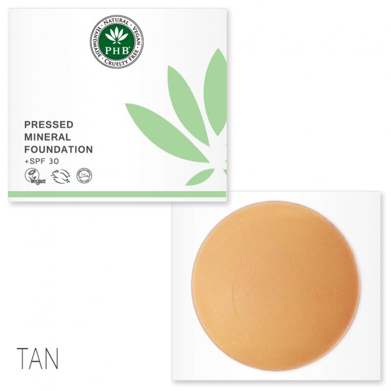 PHB Ethical Beauty Pressed Mineral Foundation. Vegan, Cruelty Free, Eco-Friendly and Organic Pressed Mineral Foundation in shade Tan.