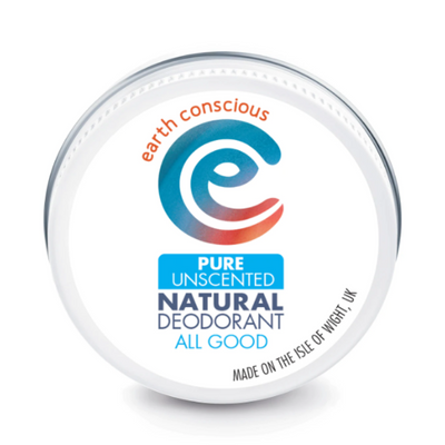 Earth Conscious Pure Unscented Natural Deodorant. Vegan, Cruelty Free and Eco-Friendly Deodorant Tin.