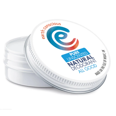 Earth Conscious Pure Unscented Natural Deodorant. Vegan, Cruelty Free and Eco-Friendly Deodorant Tin.