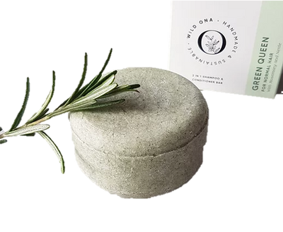 Wild Ona Green Queen 2 in 1 Shampoo Bar. Vegan, Cruelty Free and Eco-Friendly Shampoo Bar. Suitable for Normal Hair Type.