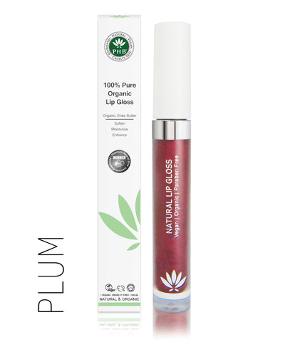 PHB Ethical Beauty Award Winning Lip Gloss. Vegan, Cruelty Free, Eco-Friendly and Organic Lip Gloss in Shade Plum.