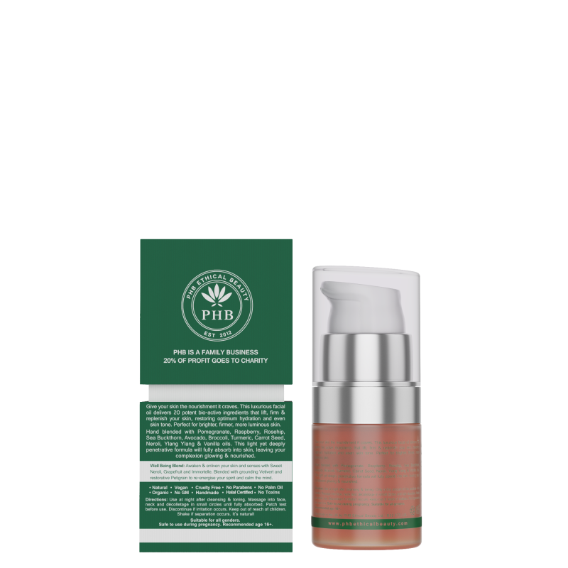 PHB Ethical Beauty Superfood Facial Oil. Vegan, Cruelty Free, Eco-Friendly and Organic Facial Oil.