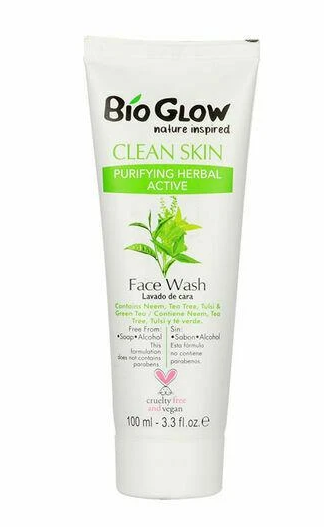 Bio Glow Clean Skin Purifying Herbal Active Face Wash. Vegan, Cruelty Free and Eco-Friendly Face Wash.