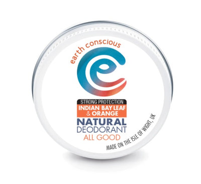 Earth Conscious Strong Protection Indian Bay Leaf and Orange Natural Deodorant Tin. Vegan, Cruelty Free and Eco-Friendly Deodorant Tin.